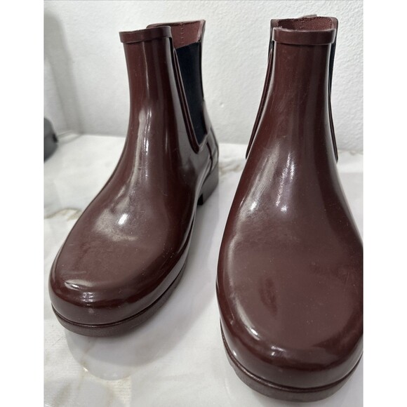 Hunter Rain Boots Women's Size 7 Maroon Burgandy Chelsea Short - Picture 3 of 7